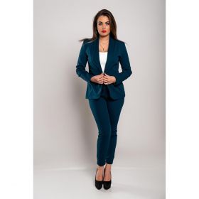Set Pantaloni Cu Blazer Elegant Estrena, Albastru Petrol