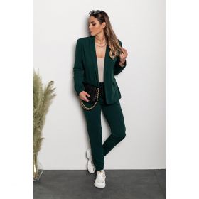 Set Pantaloni Cu Blazer Elegant Estrena, Verde