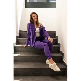 Set Pantaloni Cu Blazer Elegant Estrena, Mov