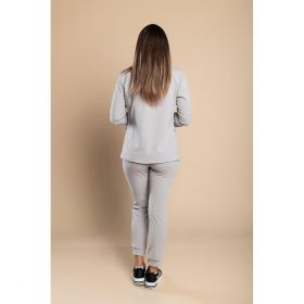 Set Pantaloni Cu Blazer Elegant Estrena, Gri Deschis