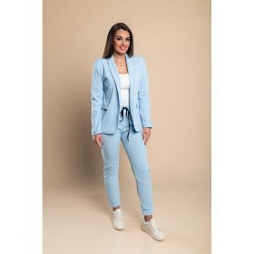 Set Pantaloni Cu Blazer Elegant Estrena, Albastru Deschis