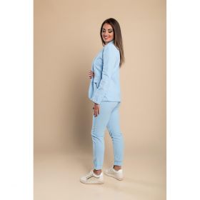 Set Pantaloni Cu Blazer Elegant Estrena, Albastru Deschis