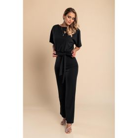Salopeta Cu Pantaloni Lungi Largi Si Maneci Scurte Nelia, Neagra