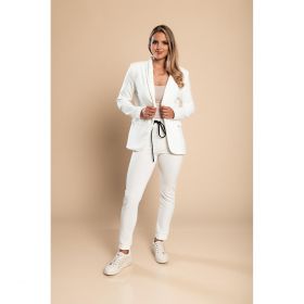 Set Pantaloni Cu Blazer Elegant Estrena, Alb
