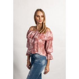 BluzÄƒ ElegantÄƒ Cu Decolteu BarcÄƒ Cu Volane Scarlette, Roz Deschis