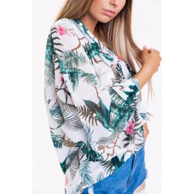 BluzÄƒ ElegantÄƒ Cu MÃ¢neci Lungi È˜i Cu Imprimeu Peggi, AlbÄƒ