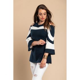 Tricou Elegant Cu MÃ¢neci Clopot Ninita, Albastru Inchis