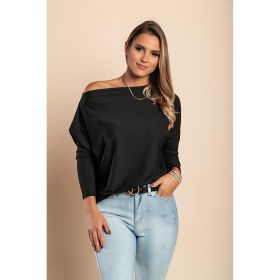 Tricou Oversize Cu Decolteu Bateau È˜i MÃ¢neci Largi Danica, Negru