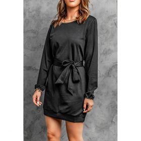 Rochie Mini Eleganta Cu Maneci Lejere Si Panglica Orton, Neagra