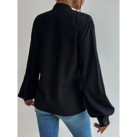 Bluza Eleganta Cu Guler Rusesc Si Decolteu Adanc Cu Clapa Belucca, NeagrÄƒ