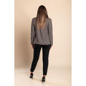 Costum Elegant Cu Pantalon Cu Imprimeu Geometric Nunzia, Bej
