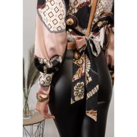 BluzÄƒ ElegantÄƒ Cu Guler ÃŽnalt È˜i MÃ¢neci ÃŽn FormÄƒ De Clopot Diezma, Negru - Roz