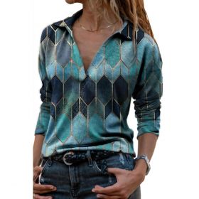 Bluza Eleganta Cu Maneci Lungi Si Imprimeu Noraha, Albastru Deschis