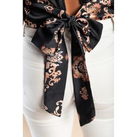 BluzÄƒ ElegantÄƒ Cu Guler ÃŽnalt È˜i MÃ¢neci ÃŽn FormÄƒ De Clopot Diezma, Negru - Auriu