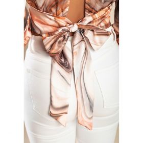 Bluza Eleganta Cu Guler Inalt Si Maneci  Clopot Diezma, Bej