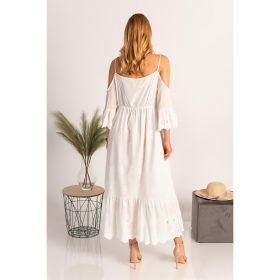 Rochie Maxi De Vara Cu Broderie Fioranna, Alba