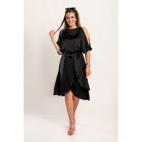Rochie Midi Eleganta Cu Fante Thiena, Neagra
