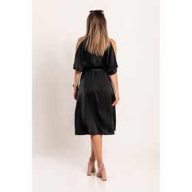 Rochie Midi Eleganta Cu Fante Thiena, Neagra