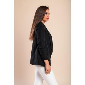 Blazer Lung Cu Guler Clasic Turina, Negru