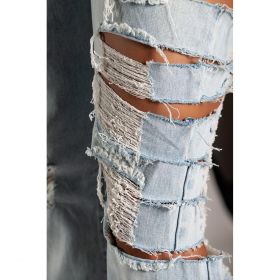 Blugi Drepti Cu Rupturi La Moda Venetina, Albastru Deschis