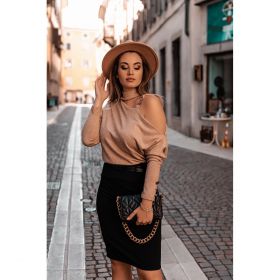 Tricou Elegant Cu Decolteu Asimetric Mirabelle, Bej