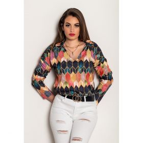 Bluza Eleganta Cu Maneci Lungi Si Imprimeu Noraha, Roz