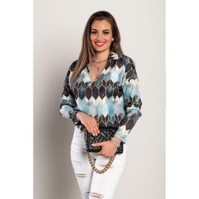 Bluza Eleganta Cu Maneci Lungi Si Imprimeu Noraha, Albastru Deschis