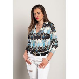 Bluza Eleganta Cu Maneci Lungi Si Imprimeu Noraha, Albastru Deschis