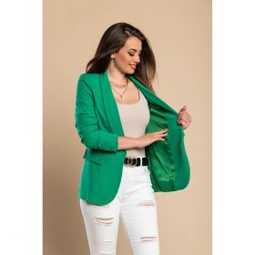 Blazer Lung Cu Guler Clasic Turina, Verde