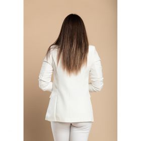Blazer Lung Cu Guler Clasic Turina, Alb