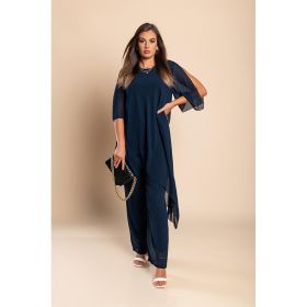 Set TunicÄƒ ElegantÄƒ  È˜i Pantaloni Lungi Claudette, Albastru ÃŽnchis