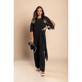 Set TunicÄƒ ElegantÄƒ È˜i Pantaloni Lungi Claudette, Negru