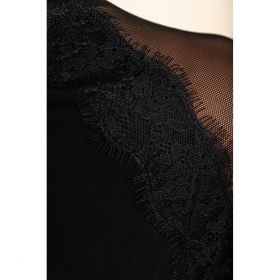Top Elegant Cu MÃ¢neci Din Material Transparent Begonya, Neagru