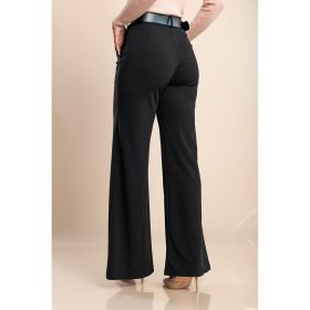 Pantaloni Lungi Eleganti Cu Centura Solarina, Negri