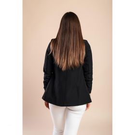 Blazer Lung Cu Guler Clasic Turina, Negru
