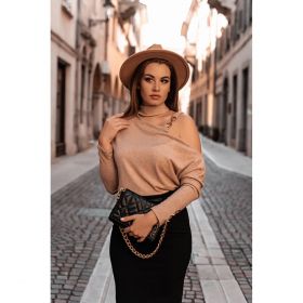 Tricou Elegant Cu Decolteu Asimetric Mirabelle, Bej