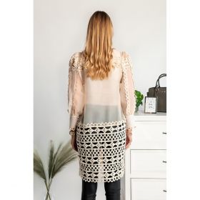 Bluza Lunga Semitransparenta Cu Detalii Din Dantela Catllara, Bej