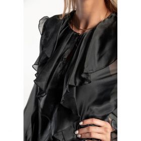 Bluza Eleganta Cu Volane Balmina, Neagra