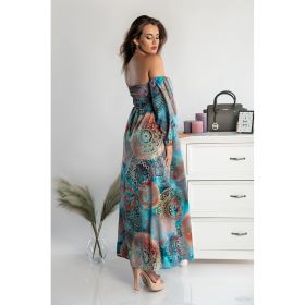 Rochie Maxi Eleganta Cu Imprimeu Montella, Albastru Deschis