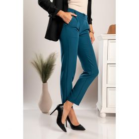 Pantaloni Lungi Eleganti Drepti Tordina, Albastru-Petrol