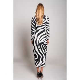 Rochie Maxi Eleganta Cu Imprimeu Zebra Cadiz, Alb-Negru