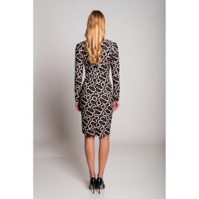 Rochie Midi Eleganta Cu Imprimeu Chicla, Maro