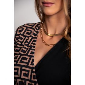 Rochie Midi Eleganta Cu Imprimeu Geometric Melva, Neagra