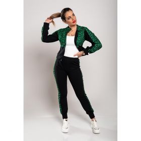 Trening Cu Hanorac Cu Fermoar Si  Imprimeu Leopard Segovia, Verde