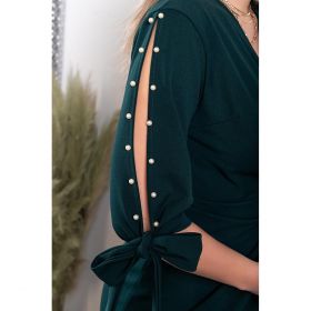Rochie Mini ElegantÄƒ Cu Detaliu De Margele È˜i Decolteu ÃŽn 'V' Candys, Verde