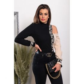 Tricou Cu Imprimeu Geometric Nelyna, Negru/Bej