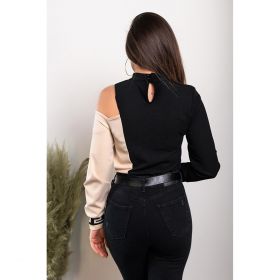 Tricou Cu Imprimeu Geometric Nelyna, Negru/Bej