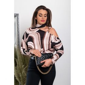 Tricou Elegant Cu Decolteu Asimetric Pamiera, Bej