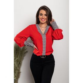 Bluza Eleganta Cu Imprimeu Leopard Polina, Rosu
