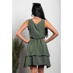 Rochie Mini Eleganta Cu Volane Caltana, Verde Masliniu